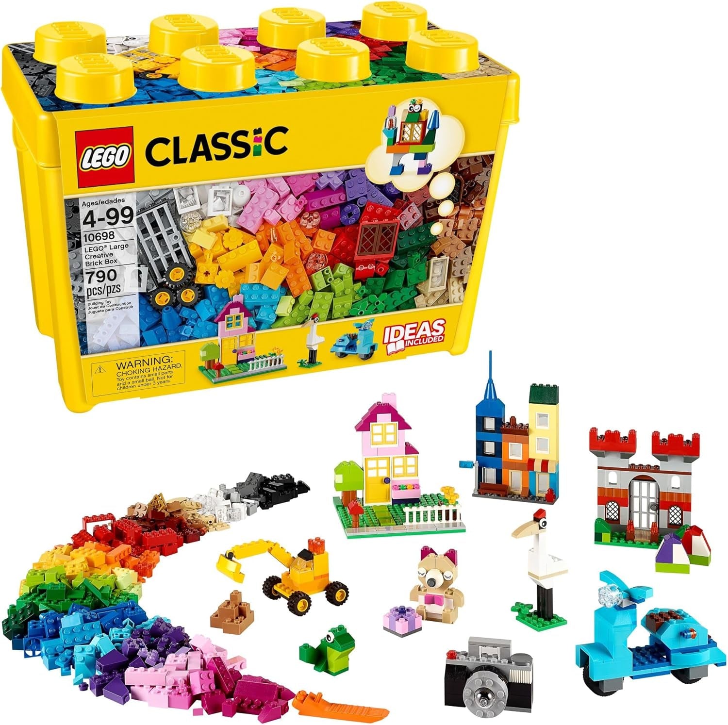 Classic Large Creative Brick Box 10698 Building Toy Set, Toy Storage Solution for Home or Classrooms, Interactive Building Toy for Kids, Boys, and Girls
