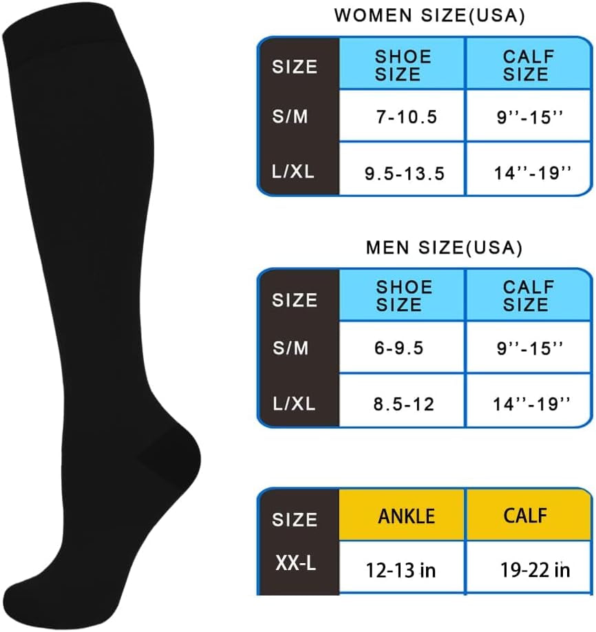 4 Pairs Copper Compression Socks for Women & Men Circulation 15-20 Mmhg - Best Support for Nurses, Running