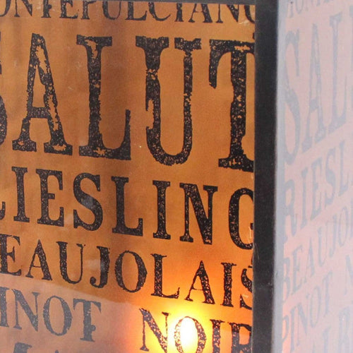 10.25 x 10.25 x 18 BrownVintage Letter Pattern - Candle Holder