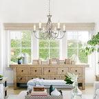 6-Light Rustic Farmhouse Candle Chandelier, Brushed Nickel