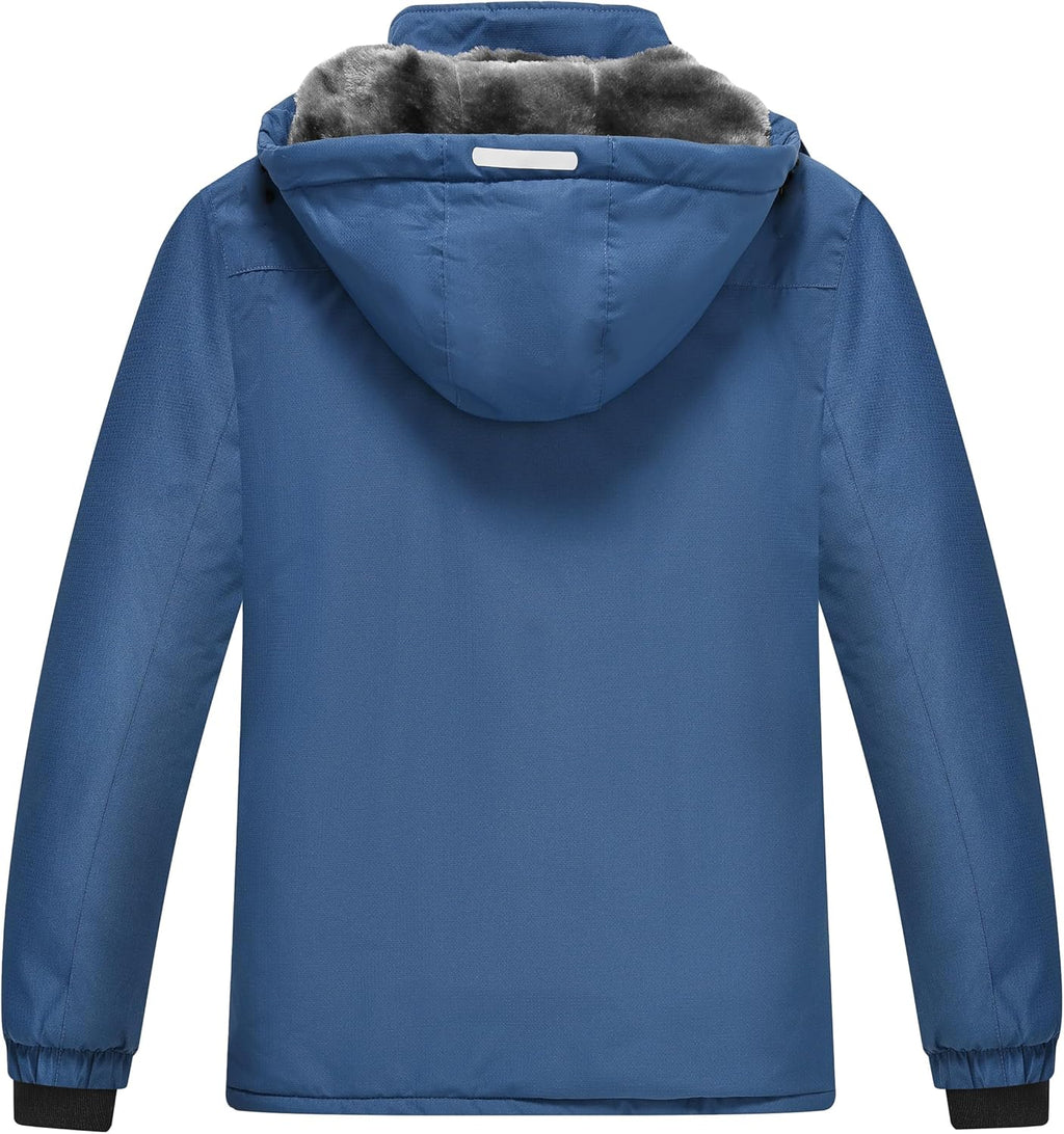 Boy'S Snowboarding Jacket Windproof Waterproof Thicken Fleece Hooded Warm Winter Snow Ski Coat for Kids (6-16 Years)