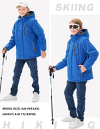 Boy'S Snowboarding Jacket Windproof Waterproof Thicken Fleece Hooded Warm Winter Snow Ski Coat for Kids (6-16 Years)