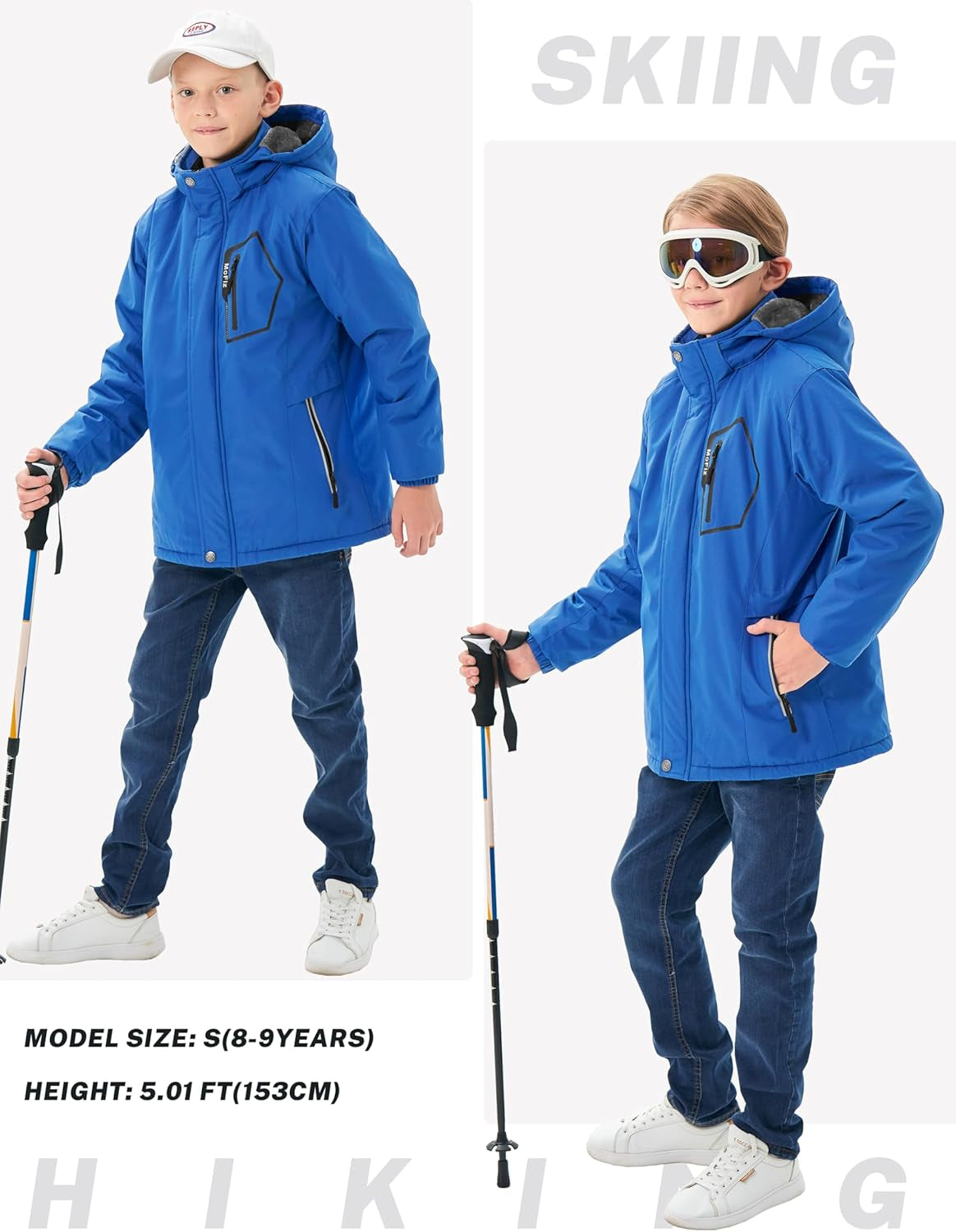 Boy'S Snowboarding Jacket Windproof Waterproof Thicken Fleece Hooded Warm Winter Snow Ski Coat for Kids (6-16 Years)