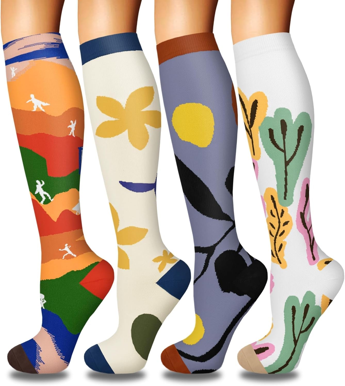 4 Pairs Copper Compression Socks for Women & Men Circulation 15-20 Mmhg - Best Support for Nurses, Running
