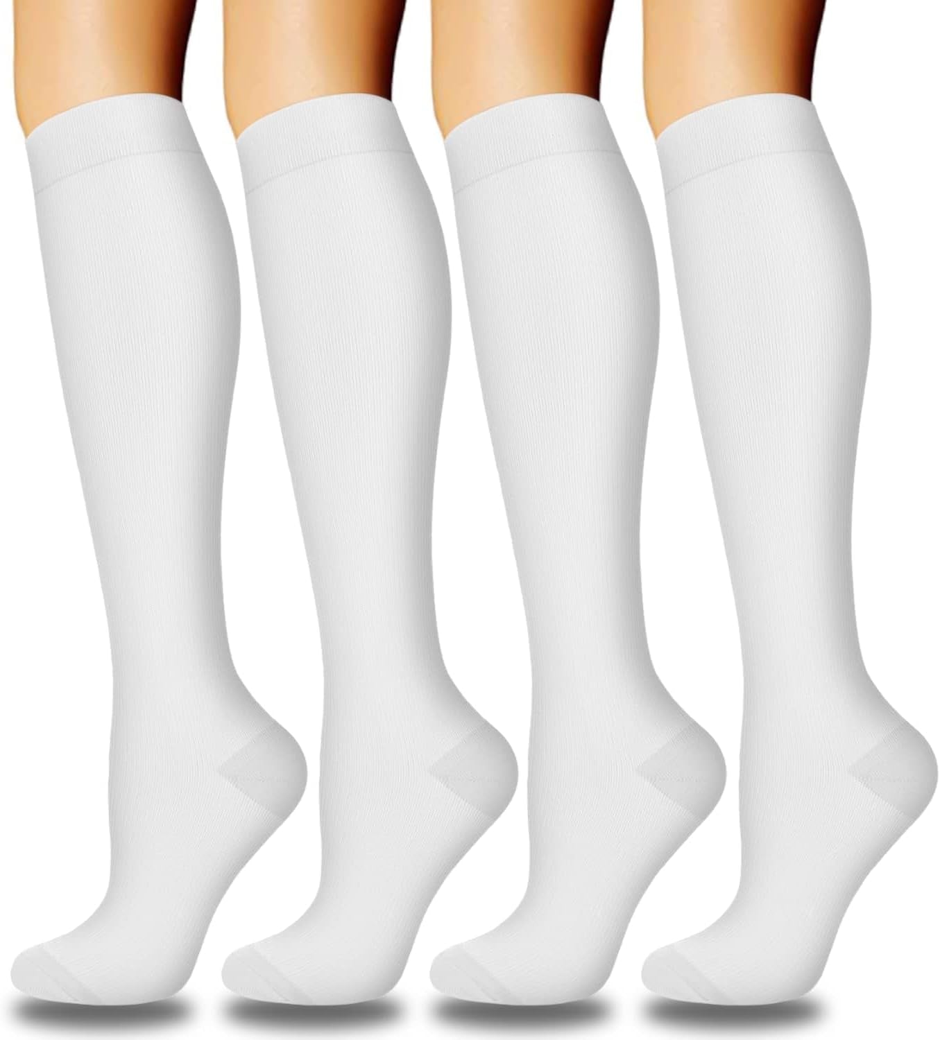 4 Pairs Copper Compression Socks for Women & Men Circulation 15-20 Mmhg - Best Support for Nurses, Running