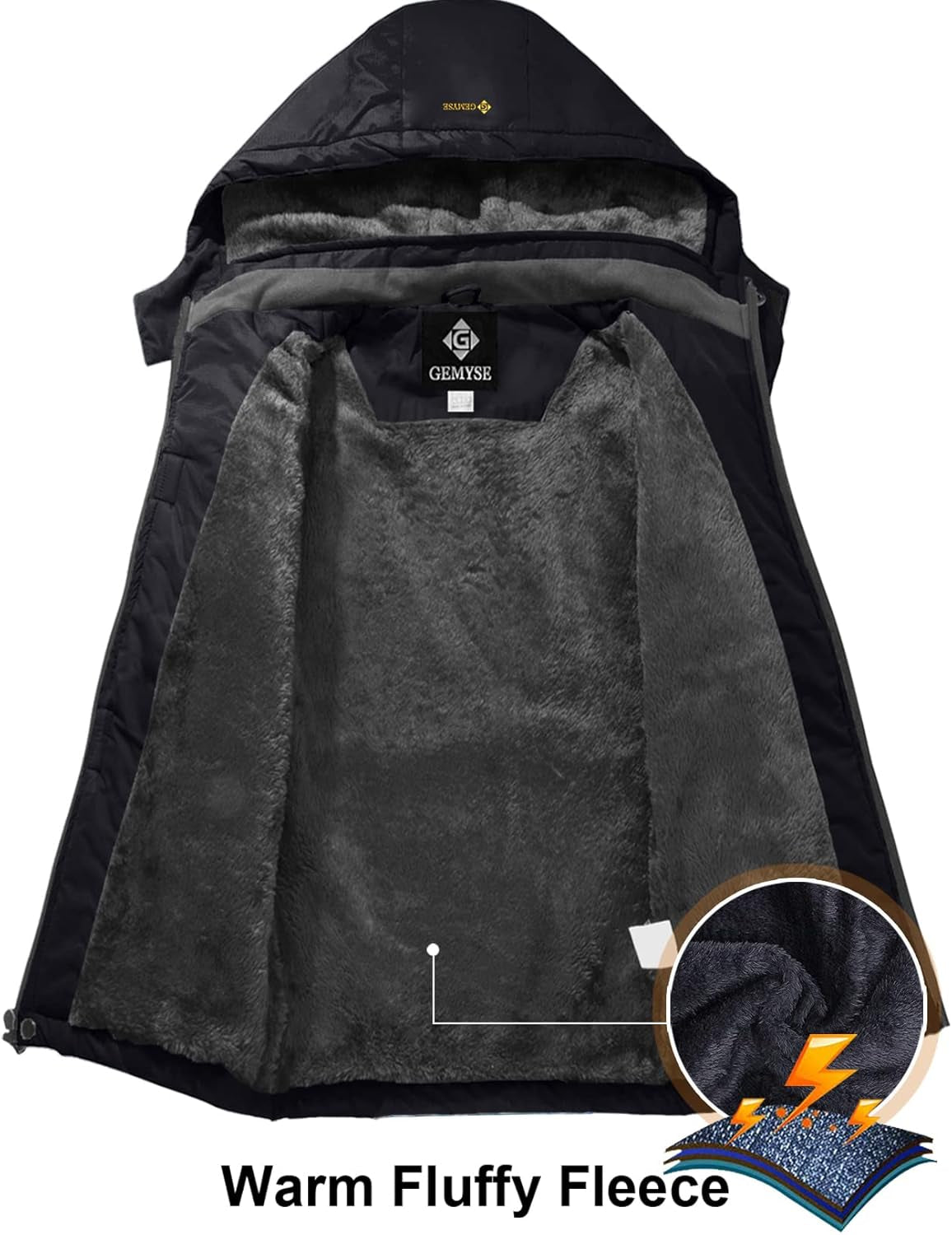 Boy'S Waterproof Ski Snow Jacket Fleece Windproof Winter Jacket with Hood