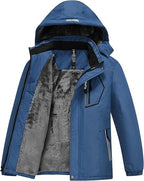 Boy'S Snowboarding Jacket Windproof Waterproof Thicken Fleece Hooded Warm Winter Snow Ski Coat for Kids (6-16 Years)