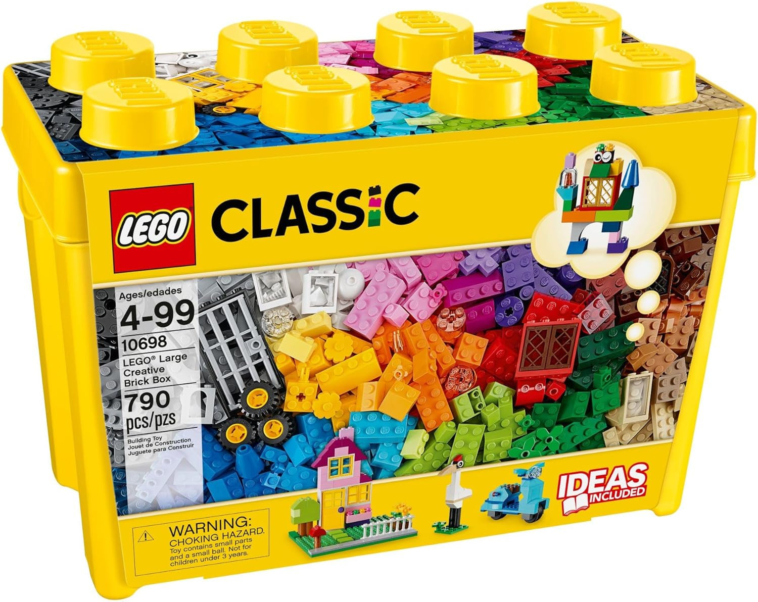 Classic Large Creative Brick Box 10698 Building Toy Set, Toy Storage Solution for Home or Classrooms, Interactive Building Toy for Kids, Boys, and Girls