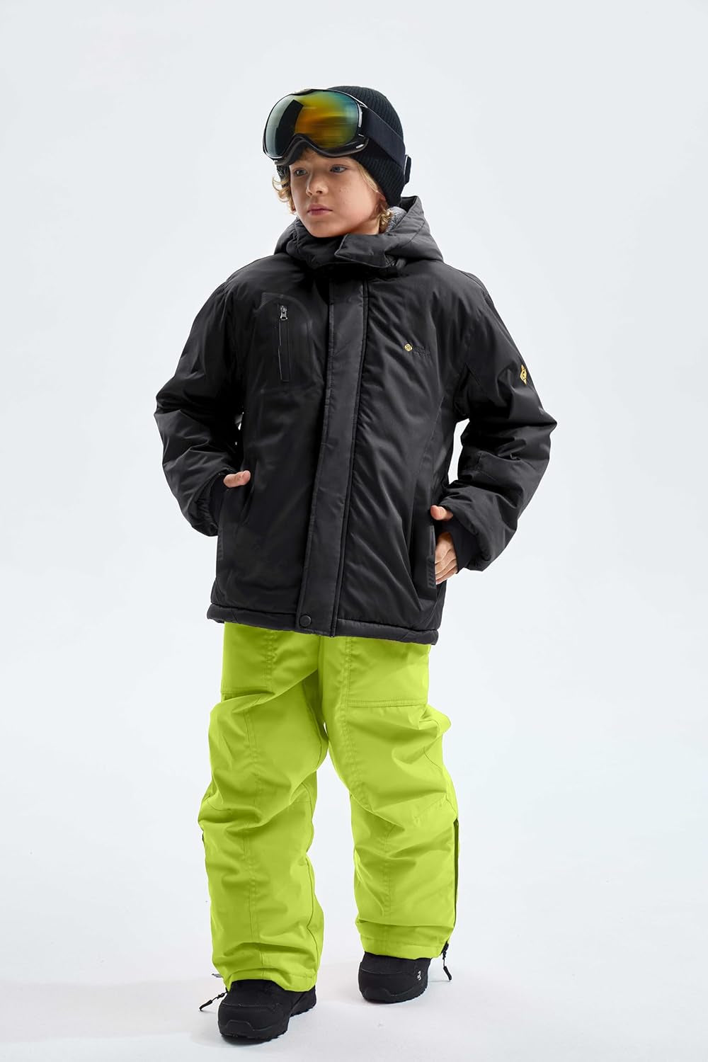 Boy'S Waterproof Ski Snow Jacket Fleece Windproof Winter Jacket with Hood