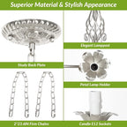 6-Light Rustic Farmhouse Candle Chandelier, Brushed Nickel